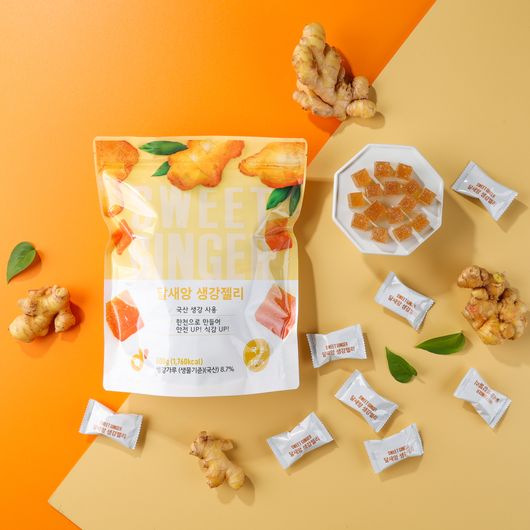 DALSAEANG Sweet Ginger Jelly 500g – Chewy & Sweet 100% Bongdong Ginger, Fiber-Rich Agar, Convenient Individually Wrapped Snack for Kids & Family _ Made in KOREA